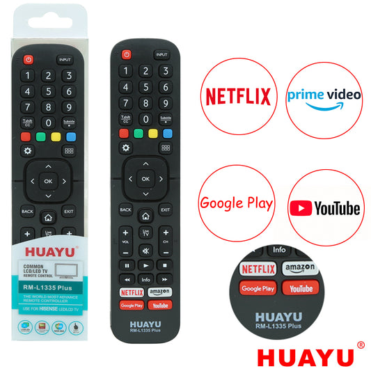 HUAYU RM-L1335 Remote For Hisense 4K, LED, HD, UHD & Smart TVs