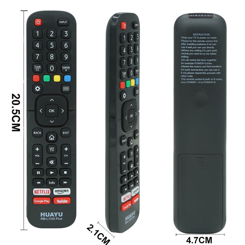 HUAYU RM-L1335 Remote For Hisense 4K, LED, HD, UHD & Smart TVs