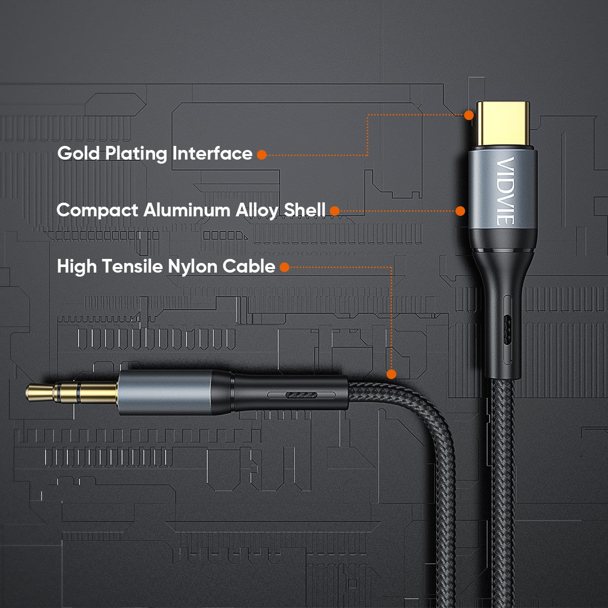Vidvie Type-C to 3.5mm AUX Braided Audio Cable