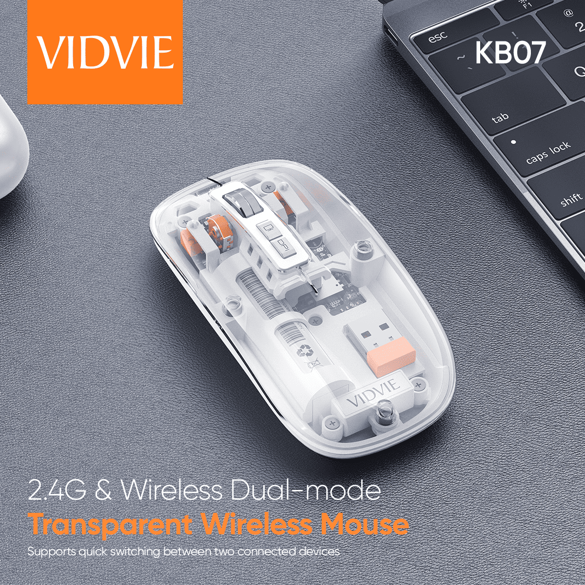 VIDVIE KB07 Rechargable Transparent Wireless Mouse