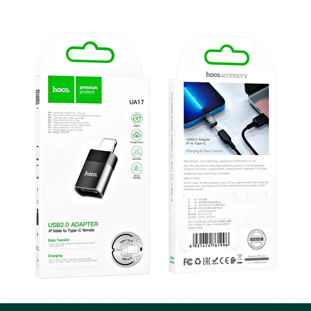 Hoco UA17 Adapter For iPhone to Type-C Female ( Charge & Data transfer) - (pack of 5)
