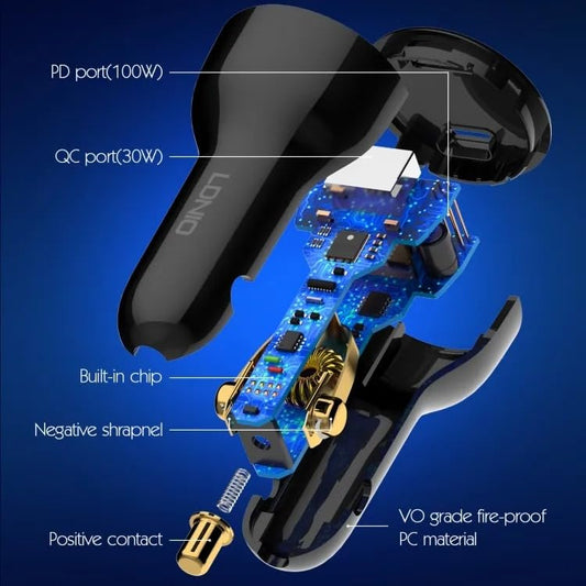 LDNIO C101 - 100W Dual USB Super Fast Car charger