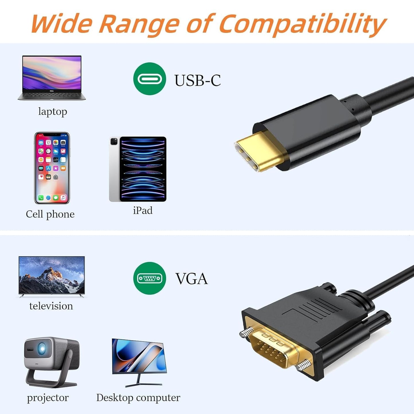 Entratech USB Type-C To Vga Cable Black - 1.8m