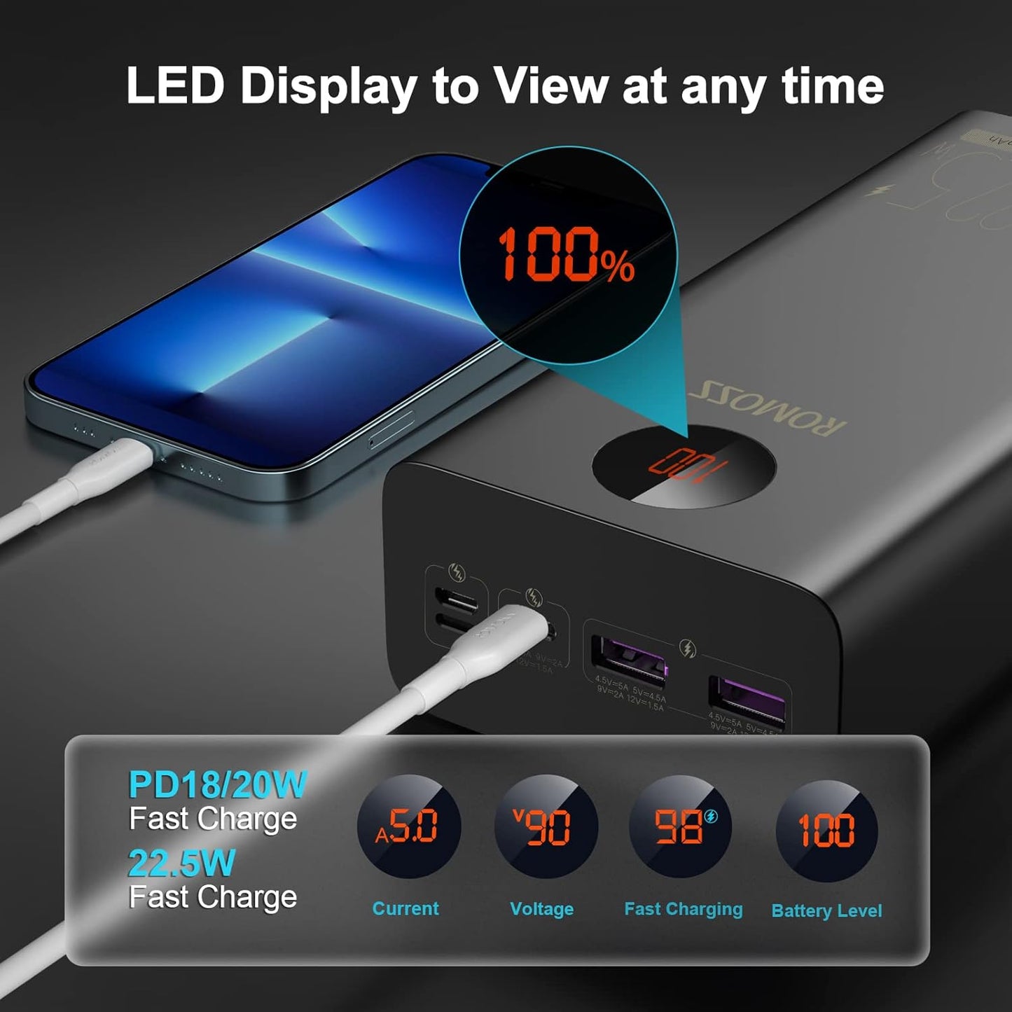 Romoss Power Bank Zeus 40000mAh 22.5w BK