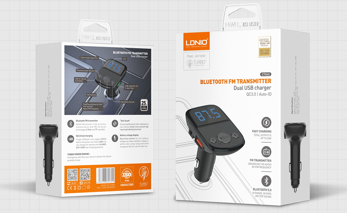 LDNIO C706Q FM Transmitter Fast Car Charger