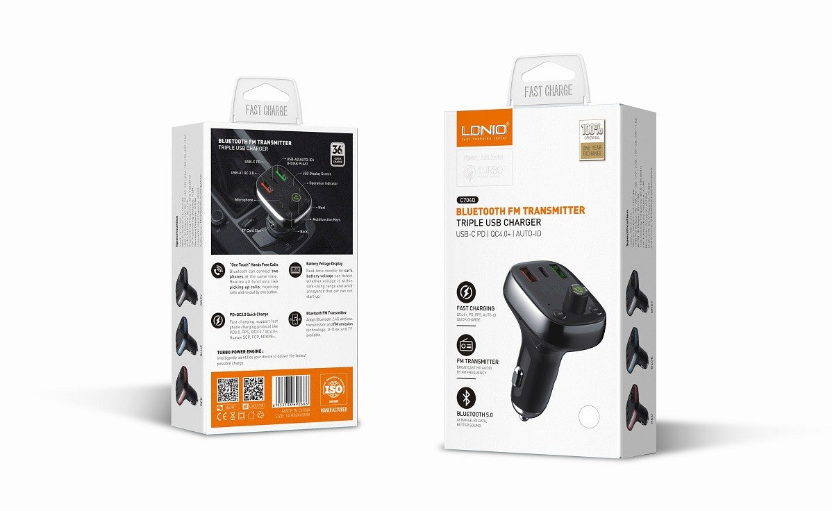 LDNIO C704Q FM Transmitter Fast Car Charger