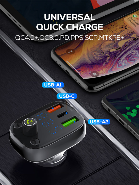 LDNIO C704Q FM Transmitter Fast Car Charger