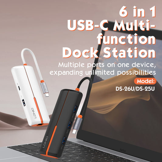 LDNIO-DS-26U 6 In 1 USB C Multifunction Docking Station