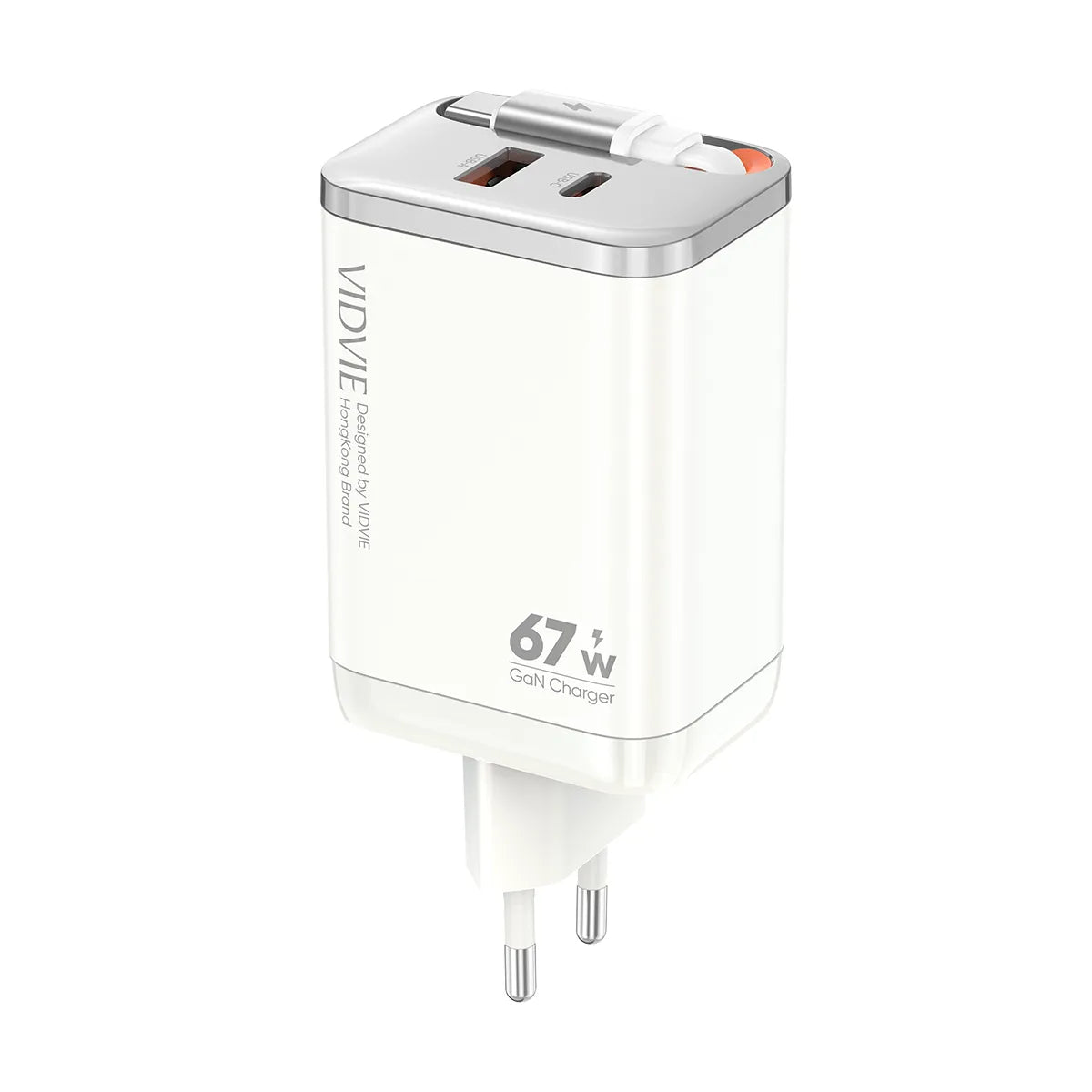 VIDVIE 67w GaN Fast Charger Retractable USB-C Cable