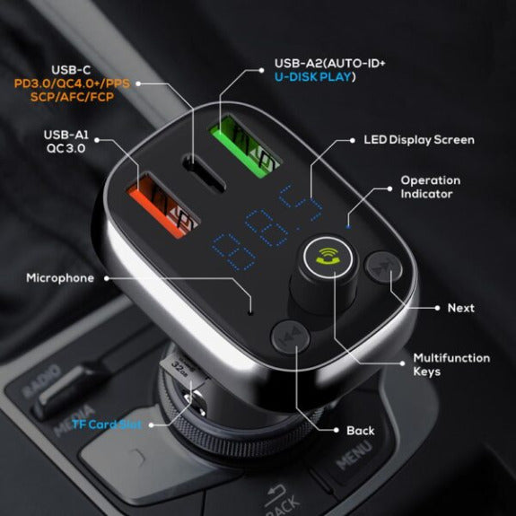 LDNIO C704Q FM Transmitter Fast Car Charger