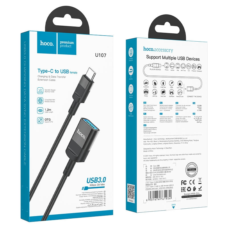 HOCO U107 Extension cable Type-C male to USB female USB3.0 - 1.2m