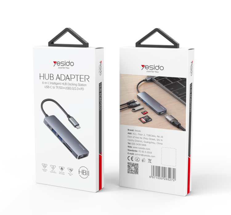 YESIDO HB11 Type-C 6-in-1 Hub