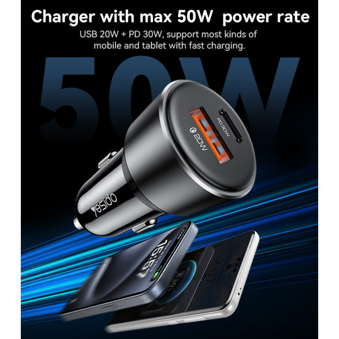 Yesido Y64 50W Fast Charging Car Charger