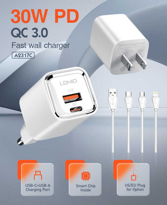 LDNIO-(A2317C)-Fast Iphone Charger - 30w