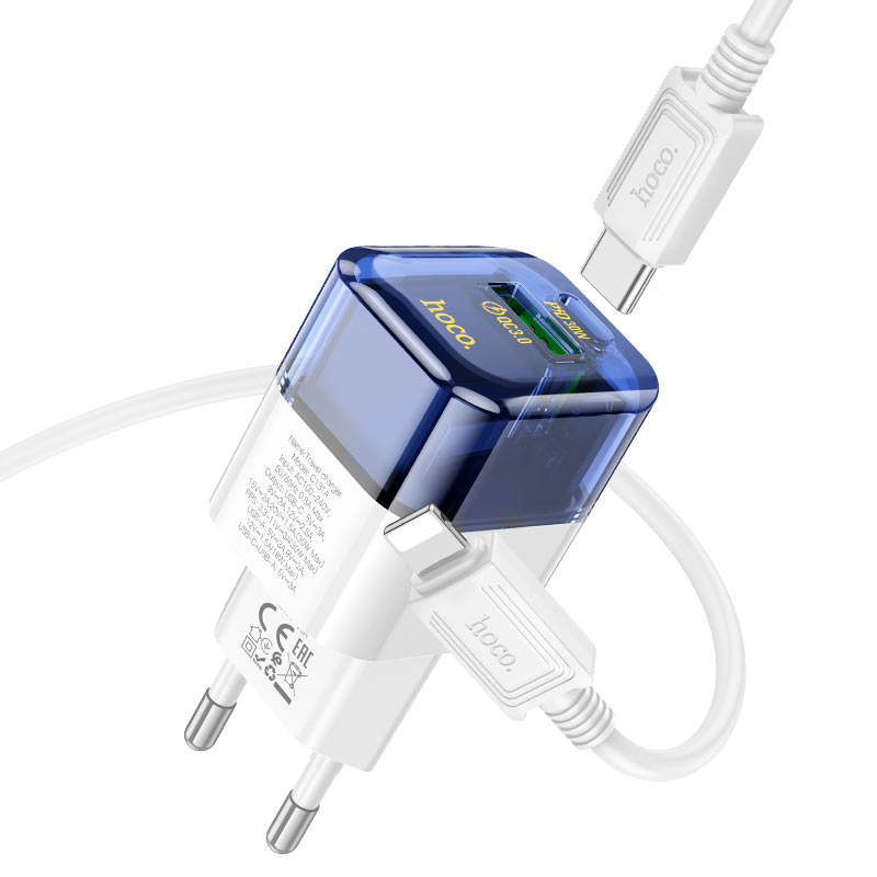 HOCO-C131A-Fast Charger 30Watt With Dual Port USB+ Type C