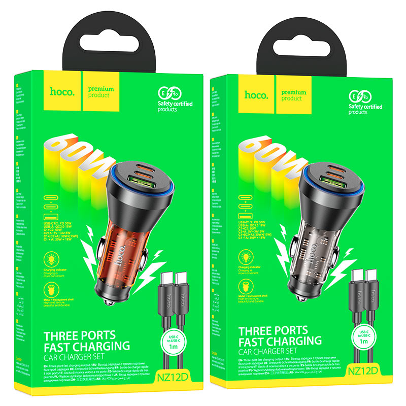 Hoco NZ12D 60W Fast Car charger