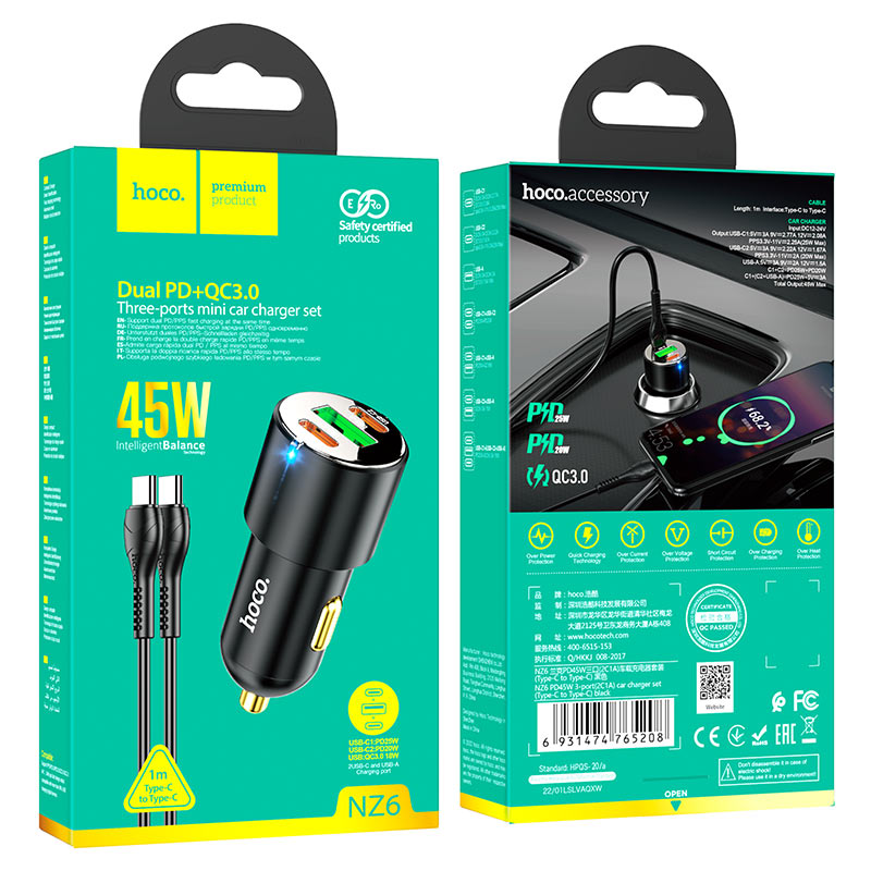 HOCO NZ6 45W FAST CAR CHARGER