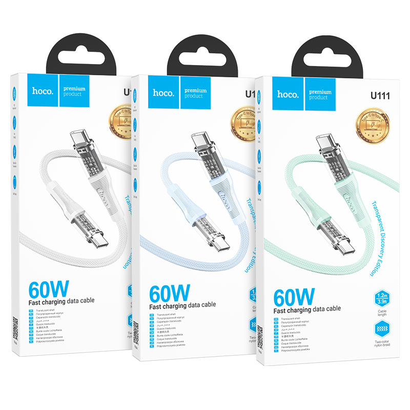 Hoco U111 Cable Type-C to Type-C 60W - 1.2m (pack of 2)
