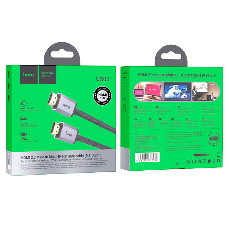 Hoco US03 2.0 4k @ 60Hz HDMI Cable
