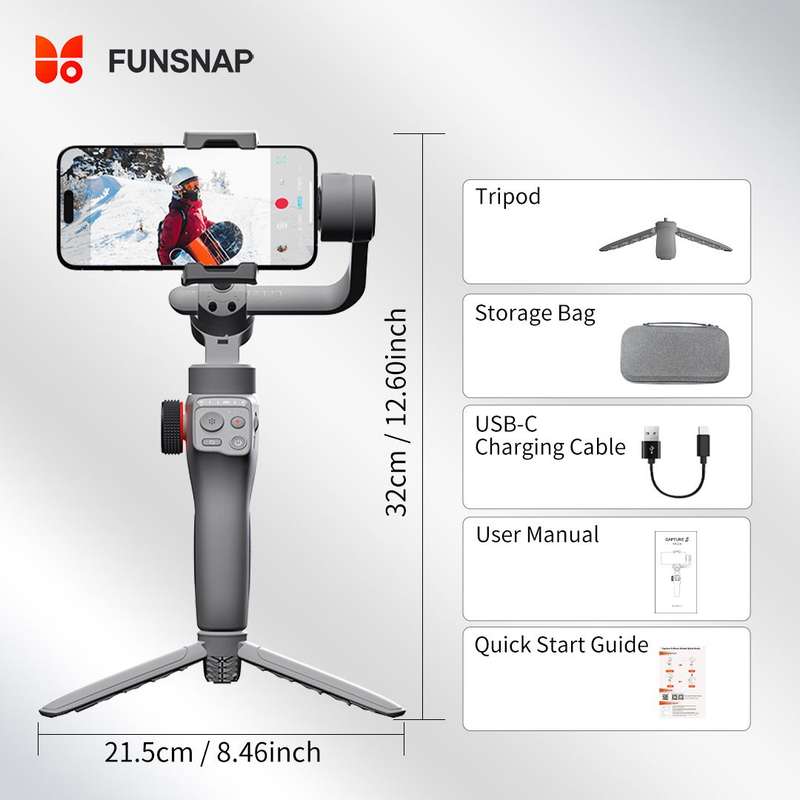 Capture 5 Gimbal Stabilizer 3-Axis with AI Tracking Sensor