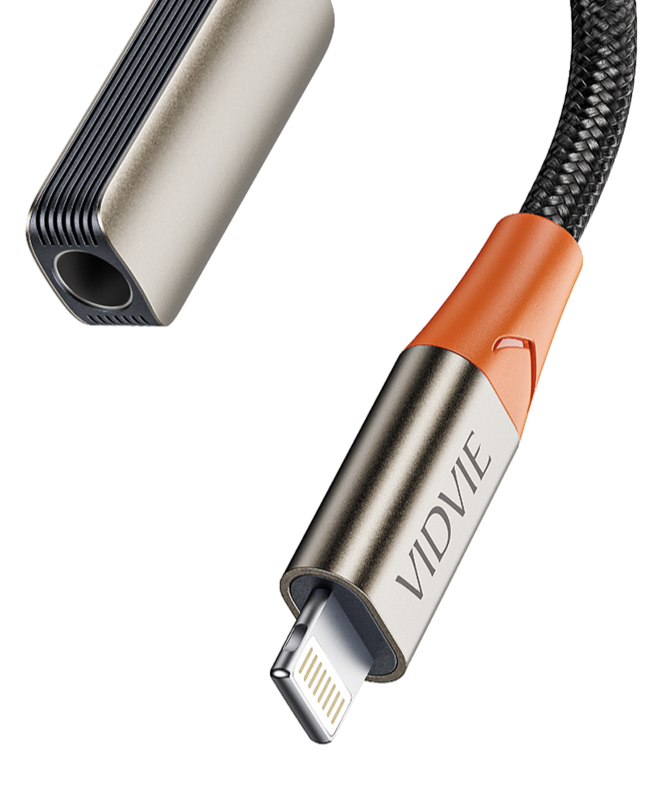VIDVIE Lightning to Headphone Jack Adapter for iPhone - 13cm