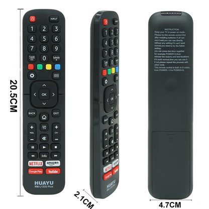 HUAYU RM-L1335 Remote For Hisense 4K, LED, HD, UHD & Smart TVs