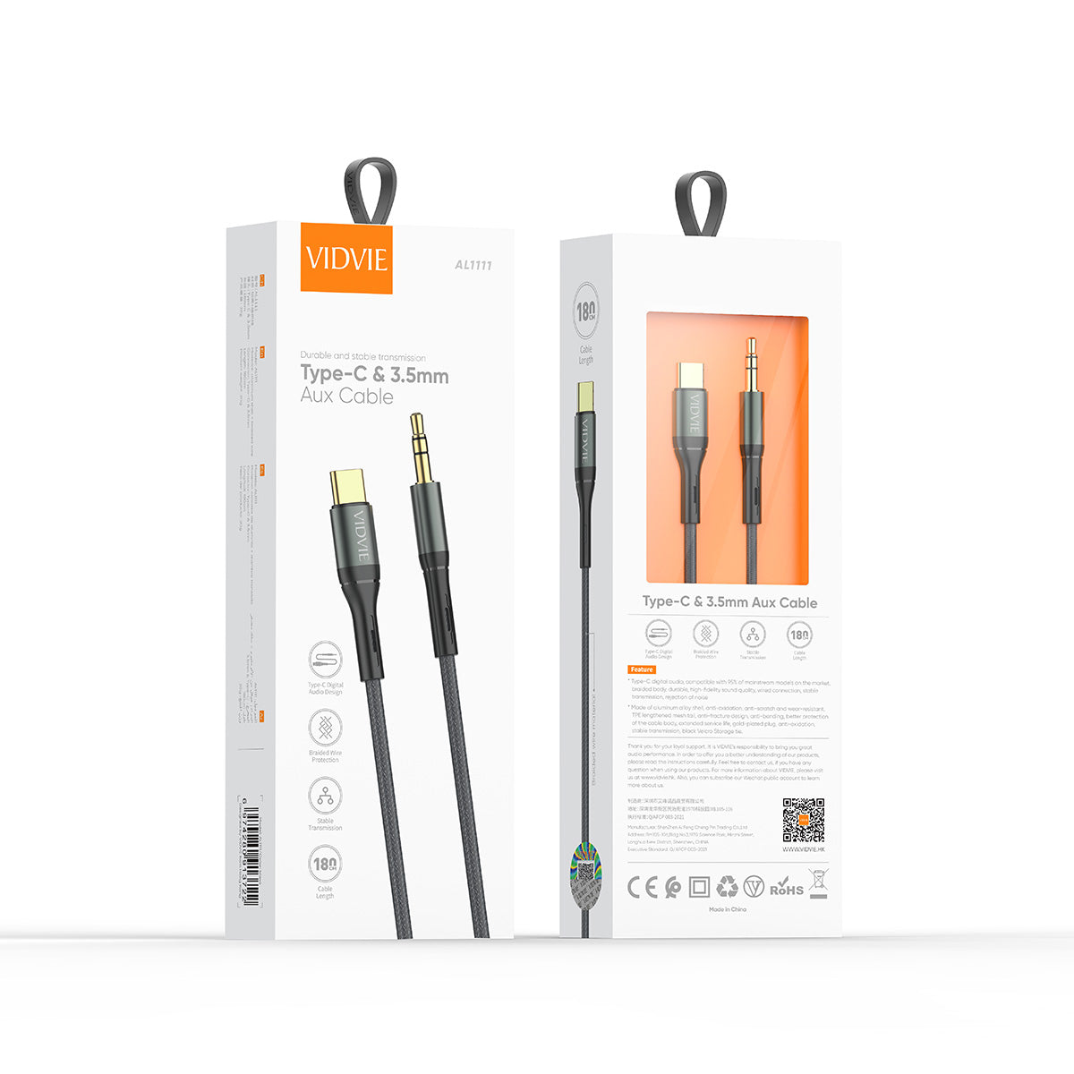 Vidvie Type-C to 3.5mm AUX Braided Audio Cable