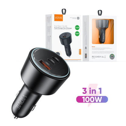VIDVIE 100W Super Fast Charging Car Charger with Type C cable