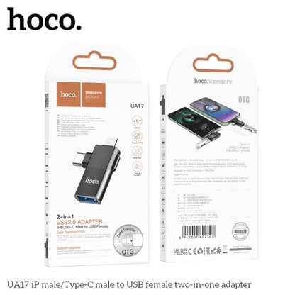 HOCO UA17 iP & USB-C Male to USB Female OTG Adapter (pack of 3)