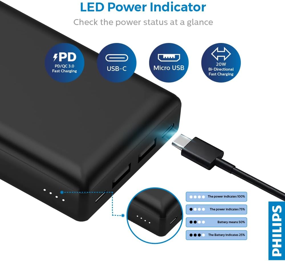 PHILIPS 20 000mAh 2 PORT POWERBANK