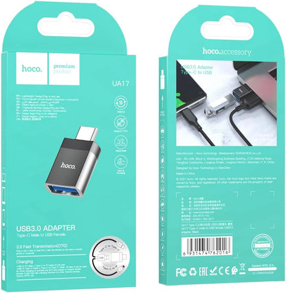 Hoco UA17 Type-C Male to 3.0 USB Female OTG Adapter - (Pack of 5)
