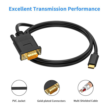 Entratech USB Type-C To Vga Cable Black - 1.8m