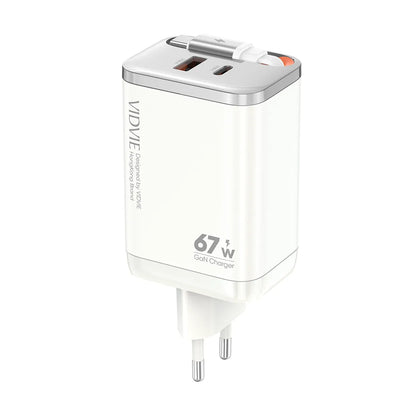 VIDVIE 67w GaN Fast Charger Retractable USB-C Cable