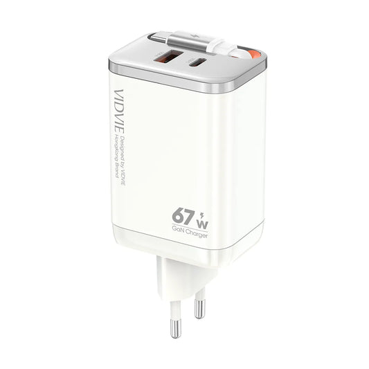 VIDVIE 67w GaN Fast Charger Retractable USB-C Cable