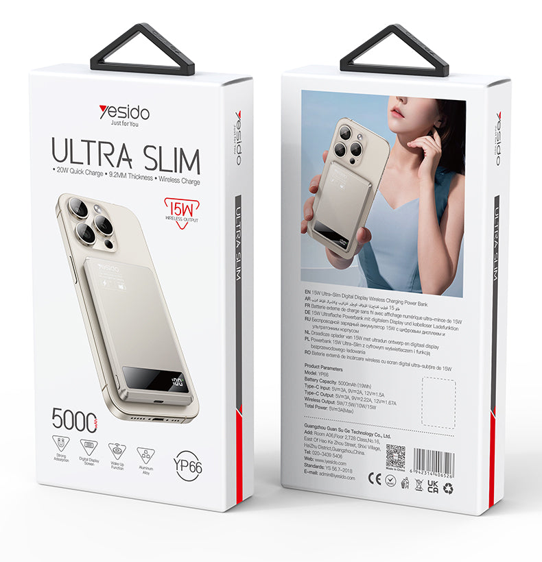 YESIDO YP66 5000mAh Ultra Slim Power Bank