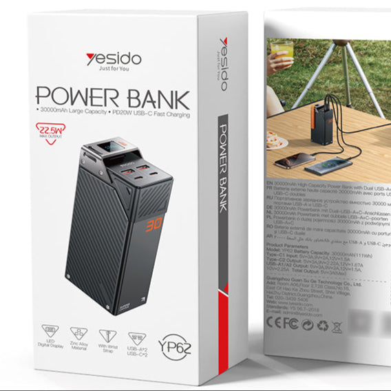 YP63 30000mAh LED Display Six-port Power Bank