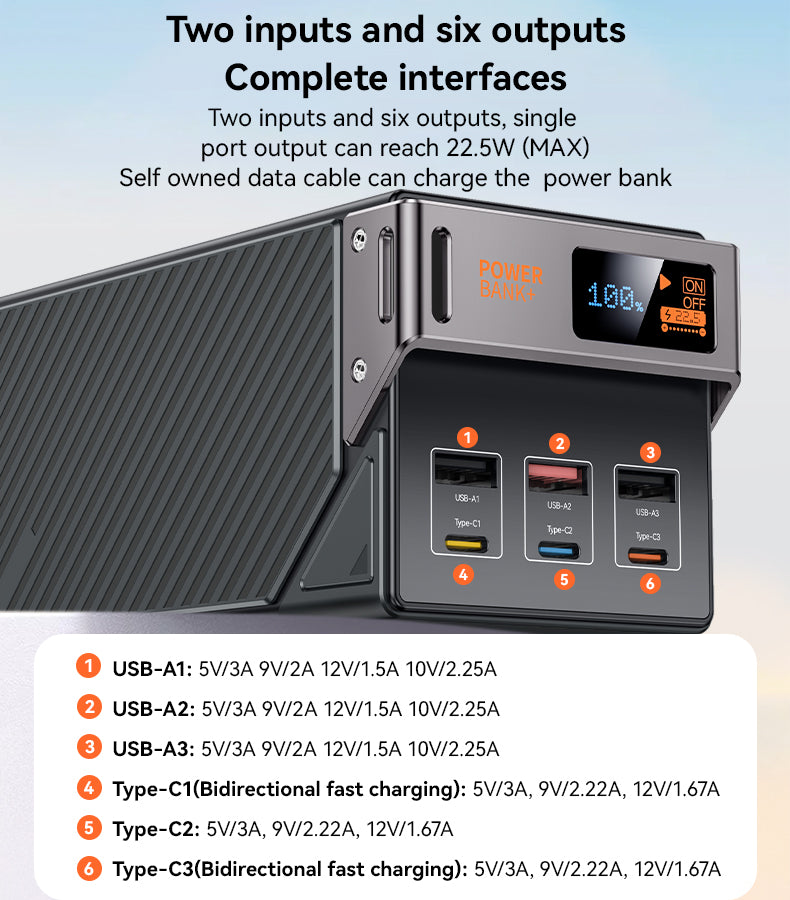 YP63 50000mAh LED Display Six-port Power Bank