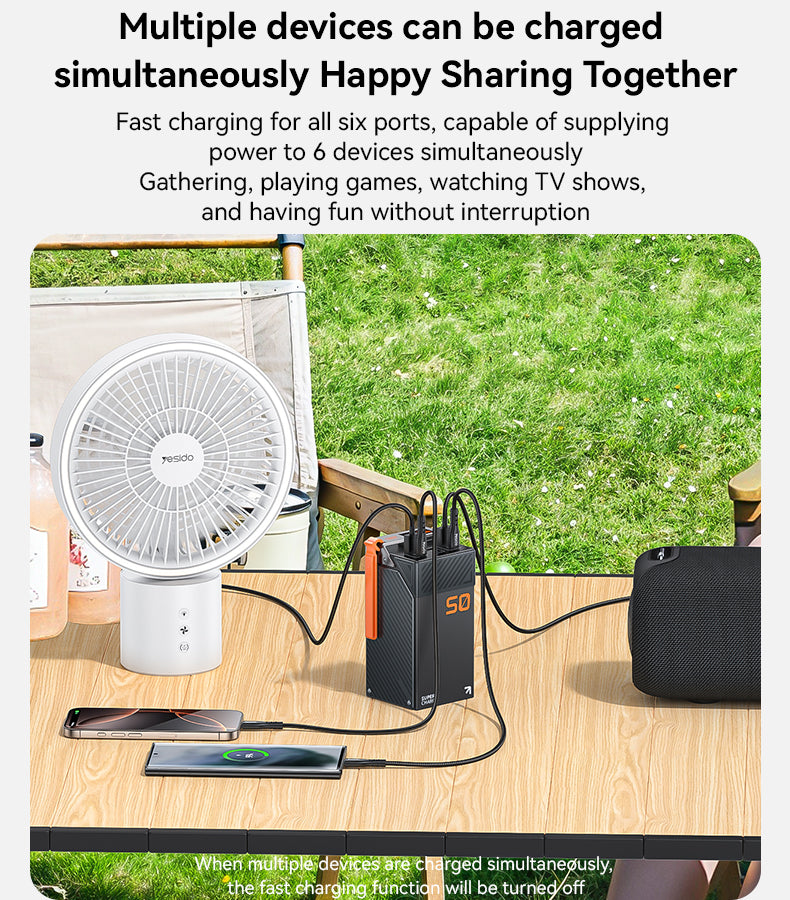 YP63 50000mAh LED Display Six-port Power Bank
