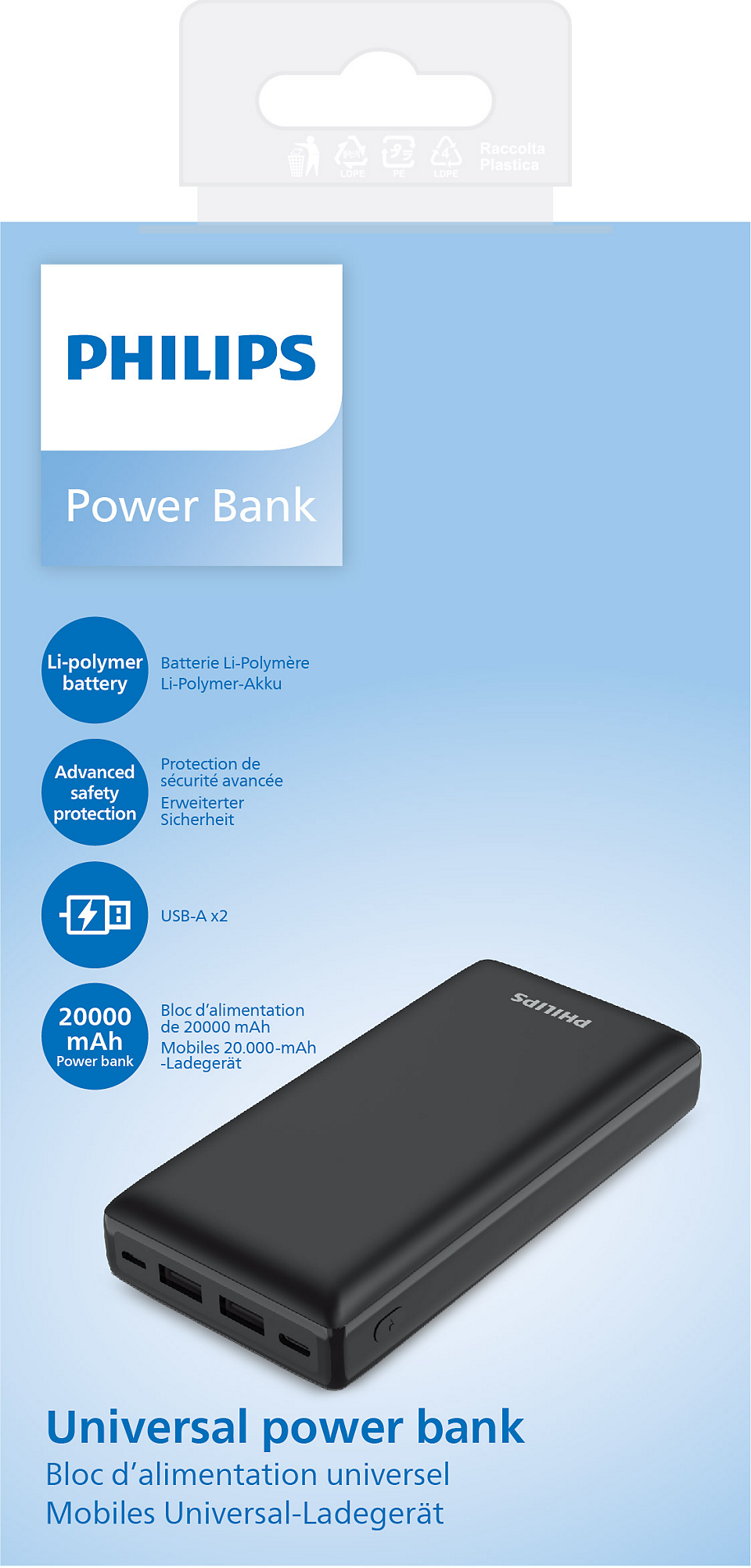 PHILIPS 20 000mAh 2 PORT POWERBANK