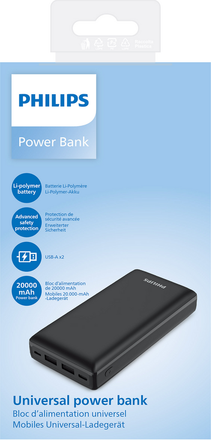 PHILIPS 20 000mAh 2 PORT POWERBANK