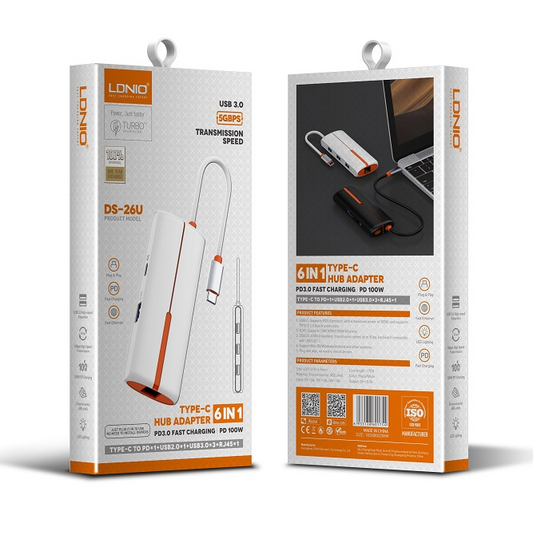 LDNIO-DS-26U 6 In 1 USB C Multifunction Docking Station
