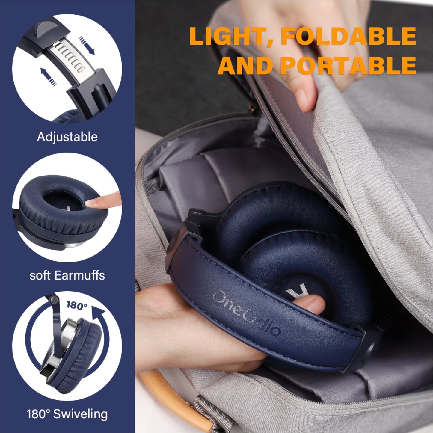 Oneodio Pro 10 Professional Wired Over Ear DJ and Studio Headphones - BK
