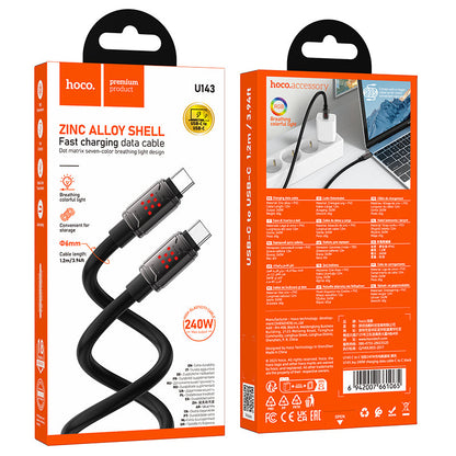 HOCO U143 Fast Charge PVC Data Cable 240W Type-C to Type-C - 1.2m