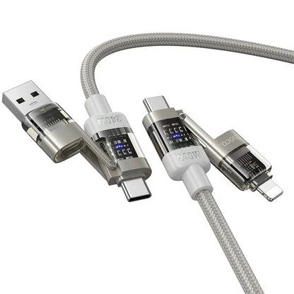 hoco U151 240W 4 in 1 USB and Type-C to Type-C and 8 Pin Charging Cable- 1.2m