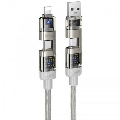 hoco U151 240W 4 in 1 USB and Type-C to Type-C and 8 Pin Charging Cable- 1.2m