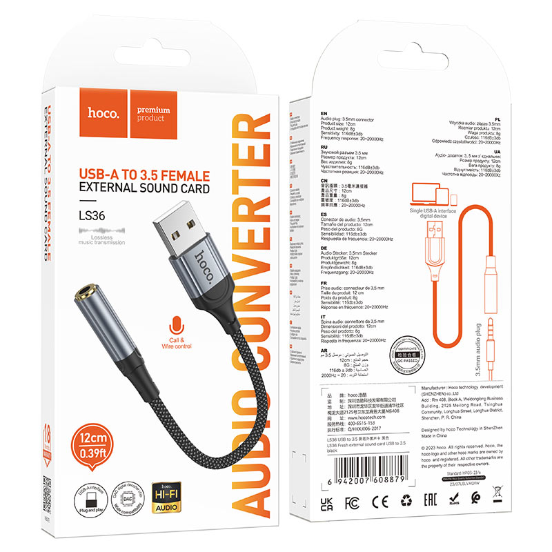 Hoco LS36 Fresh  USB-A to 3.5mm audio converter