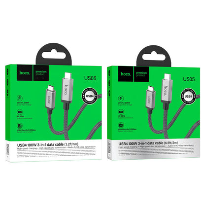 Hoco US05 Type-C to Type-C 100W charging data cable, 4K @ 60Hz HD screen mirroring