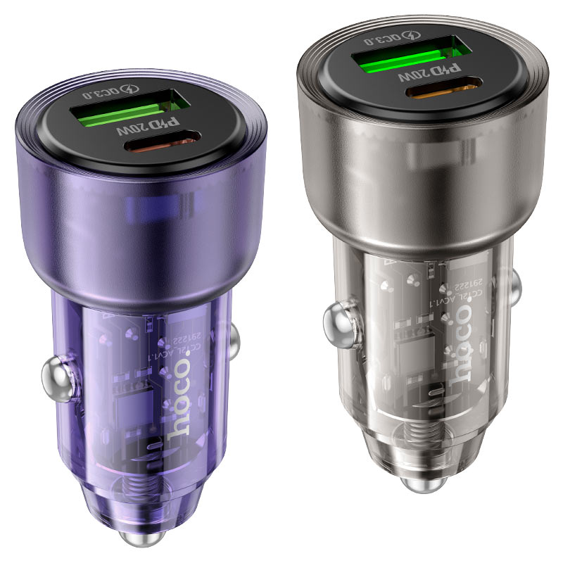 Hoco Z52 38W Car Charger Set C To iPhone Transparent Black