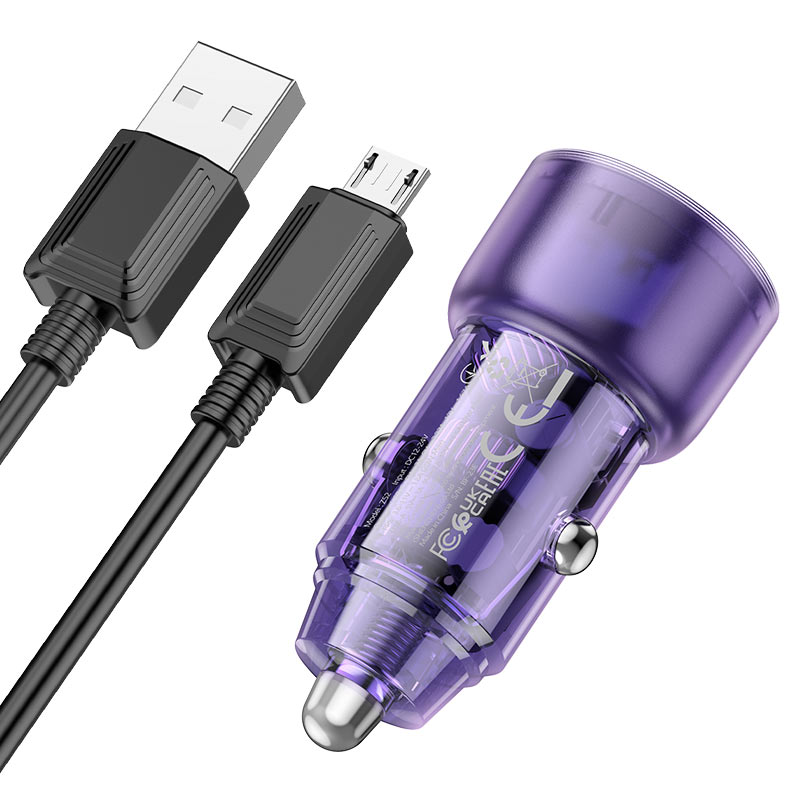 Hoco Z52 38W Car Charger Set C To iPhone Transparent Black