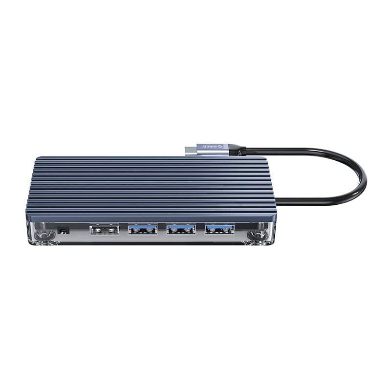 ORICO 11 Port 3 x USB3.0|1 x USB2.0|1 x HDMI|1 x RJ45|1 x TF/SD|1 x Type-C|1 x VGA| 1 x Aux Transparent Hub - Grey